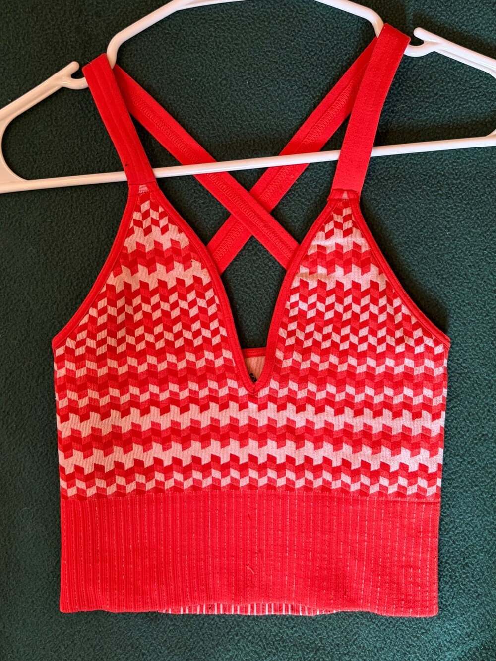 Free People Movement Crop Tank Size XS/S Red White Patterned Activewear